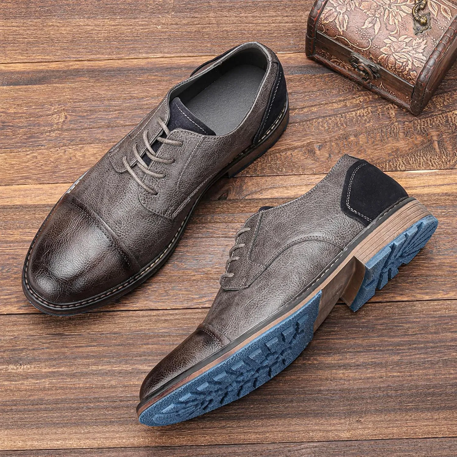 Men's Orthopedic Comfort Dress Shoes Casual Business Leather Oxford Derby Loafers Office Walking Work Flats