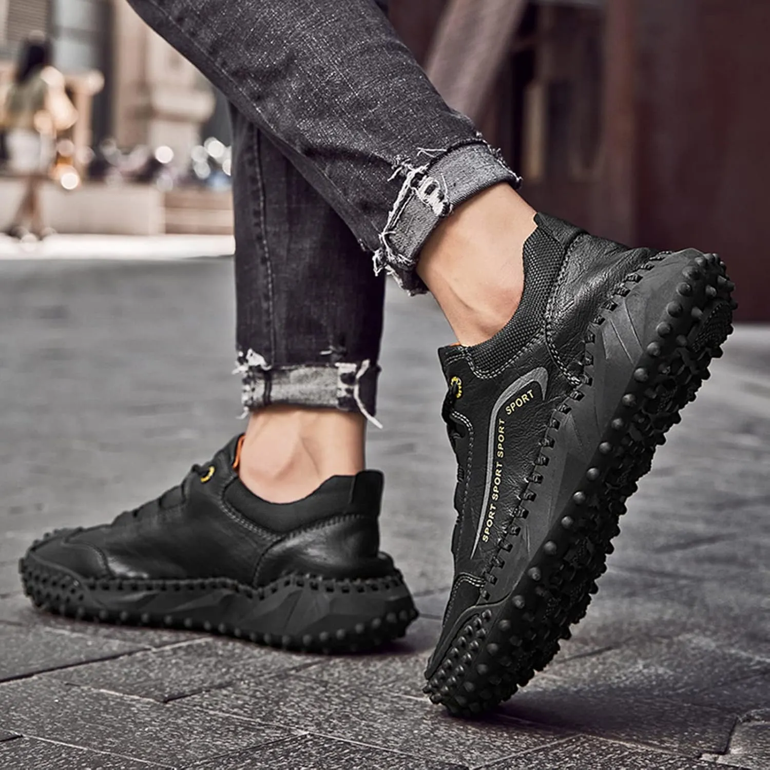 Men's Orthopedic Comfortable Lace Up Shoes Outdoor Athletic Lace Up Hiking Shoe Men's Comfortable Canvas Shoes