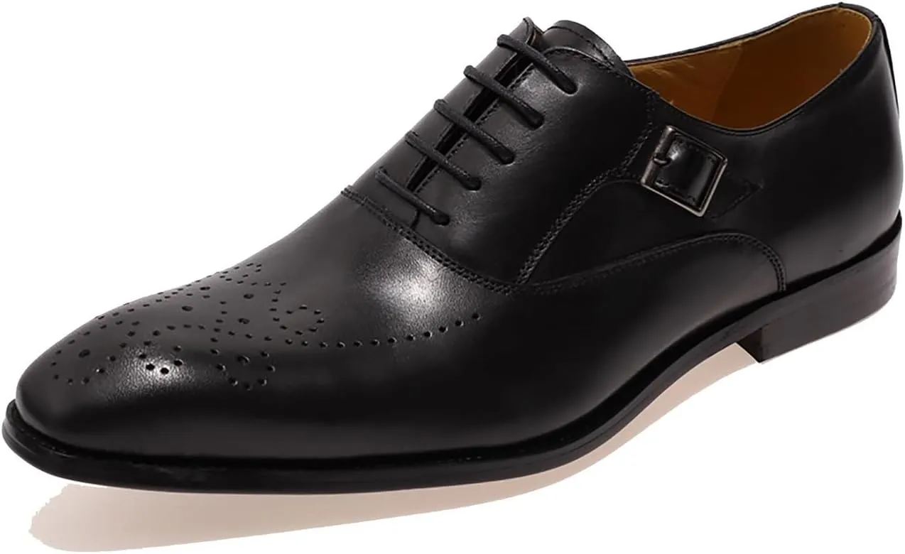Men's Oxfords Formal Dress Genuine Leather Wingtip Brogues Oxford Wedding Tuxedo Business Casual Buckle Derby Fashion Comfor Suit Shoes for Mem