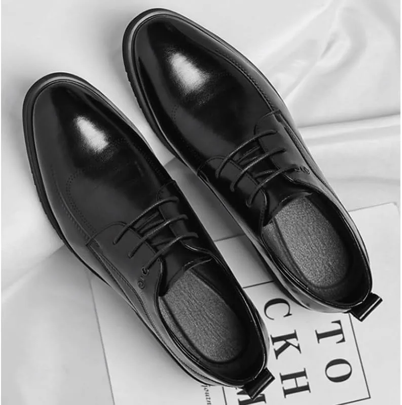 Men's Patent Leather Slip-on Dress Shoes Fashion Pointed Toe Lace Up Business Tuxedo Shoes Wedding Business