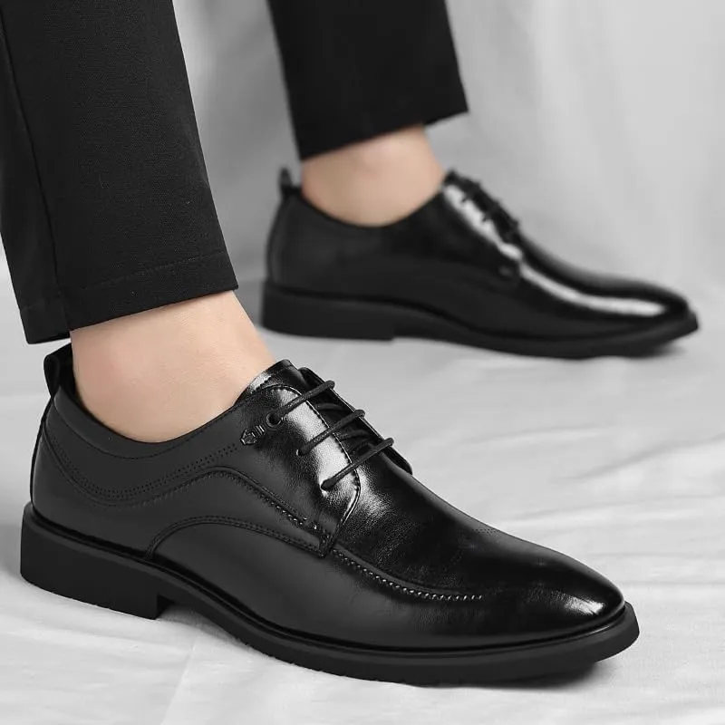 Men's Patent Leather Slip-on Dress Shoes Fashion Pointed Toe Lace Up Business Tuxedo Shoes Wedding Business