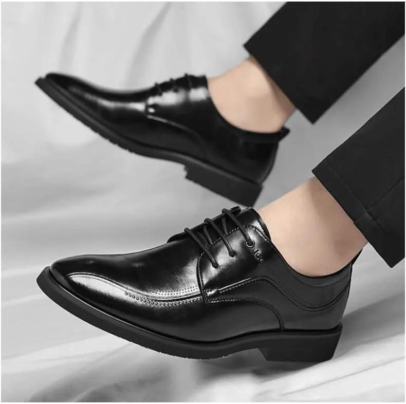 Men's Patent Leather Slip-on Dress Shoes Fashion Pointed Toe Lace Up Business Tuxedo Shoes Wedding Business