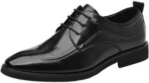Men's Patent Leather Slip-on Dress Shoes Fashion Pointed Toe Lace Up Business Tuxedo Shoes Wedding Business