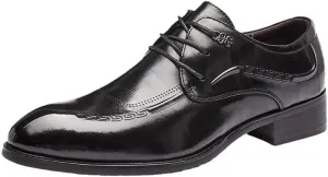 Men's Premium Business Oxfords Full-Grain Leather Dress Shoes with Non-Marking Rubber Sole & Arch Support