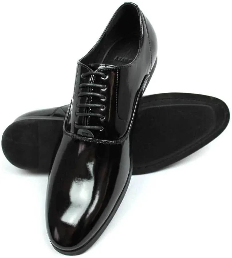 Men's Tuxedo Shoes Patent Leather Traditional Round Toe Lace Up Oxfords AZAR