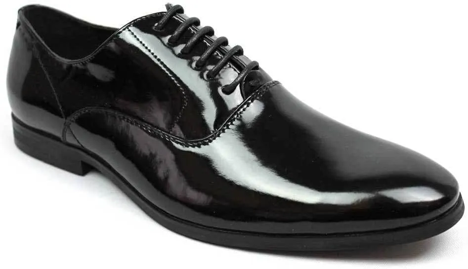 Men's Tuxedo Shoes Patent Leather Traditional Round Toe Lace Up Oxfords AZAR