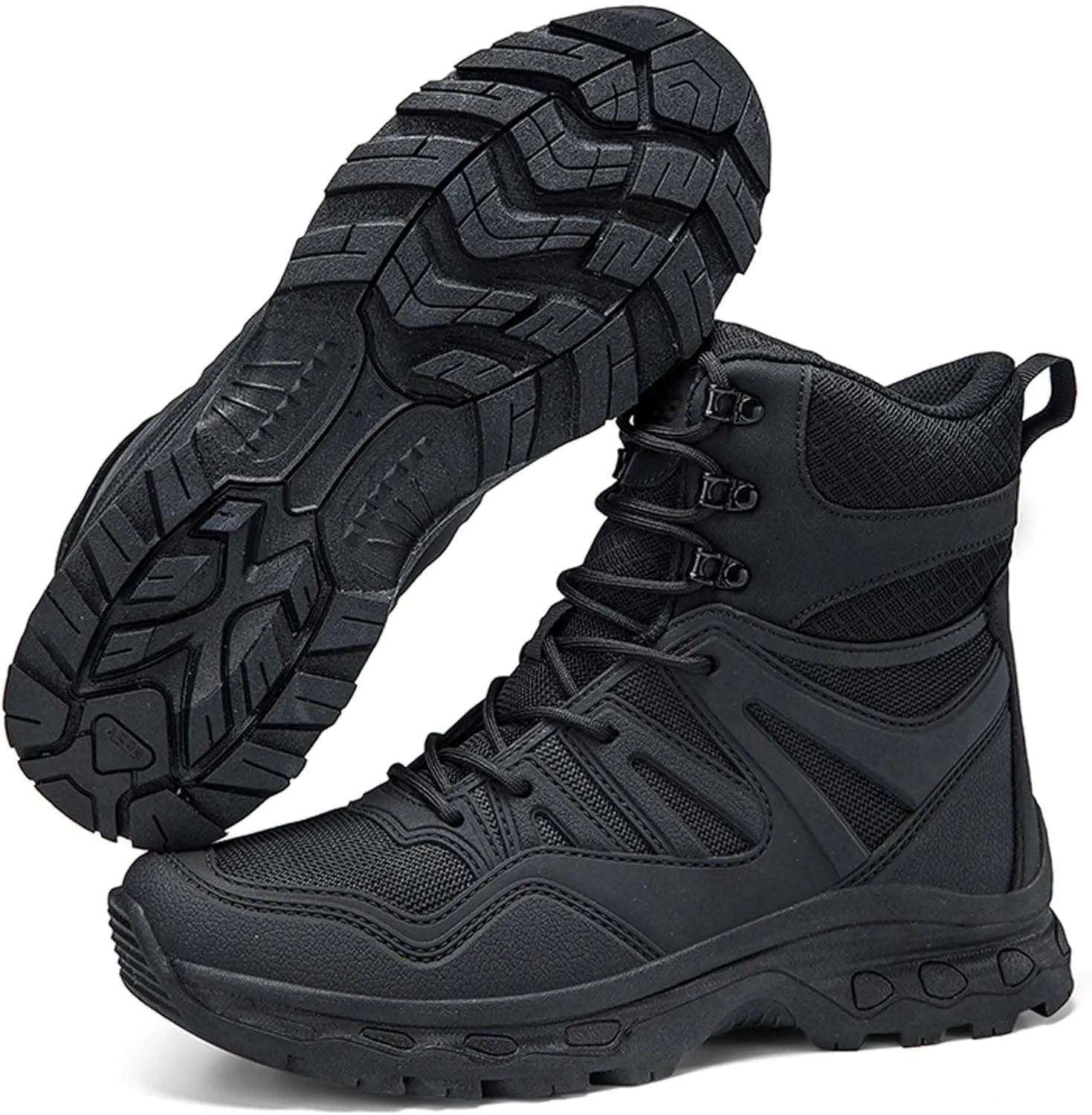 Men's Waterproof Anti-slip Wear-resistant Hiking Boots Military Training Boots Outdoor Hiking Breathable Boots high-top Lace-up Combat Boots Comfortable Work Boots