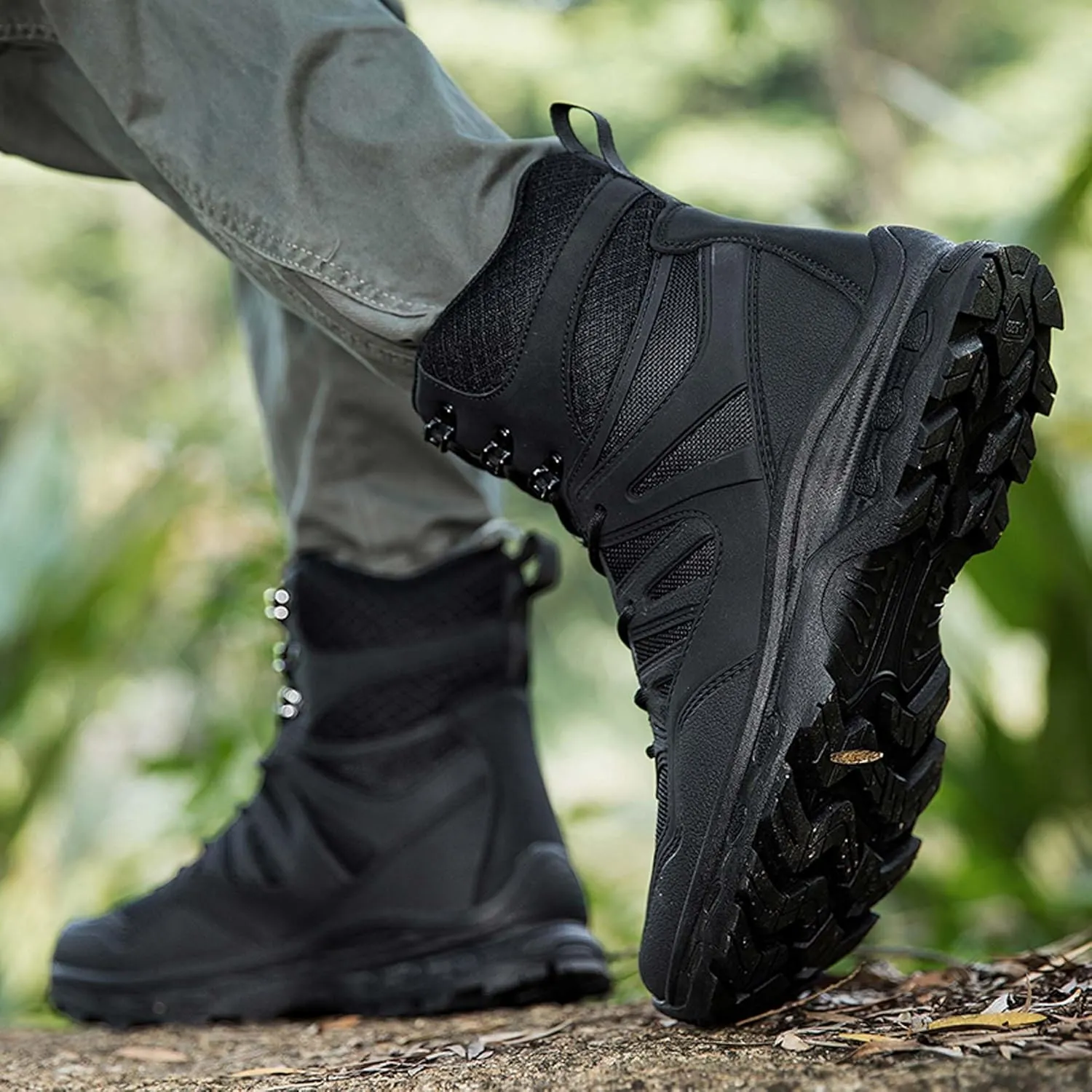 Men's Waterproof Anti-slip Wear-resistant Hiking Boots Military Training Boots Outdoor Hiking Breathable Boots high-top Lace-up Combat Boots Comfortable Work Boots