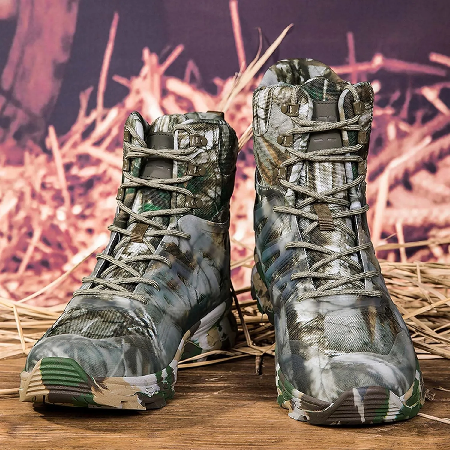 Men's Waterproof Anti-slip Wear-resistant Hiking Boots Military Training Boots Outdoor Hiking Breathable Boots high-top Lace-up Combat Boots Comfortable Work Boots