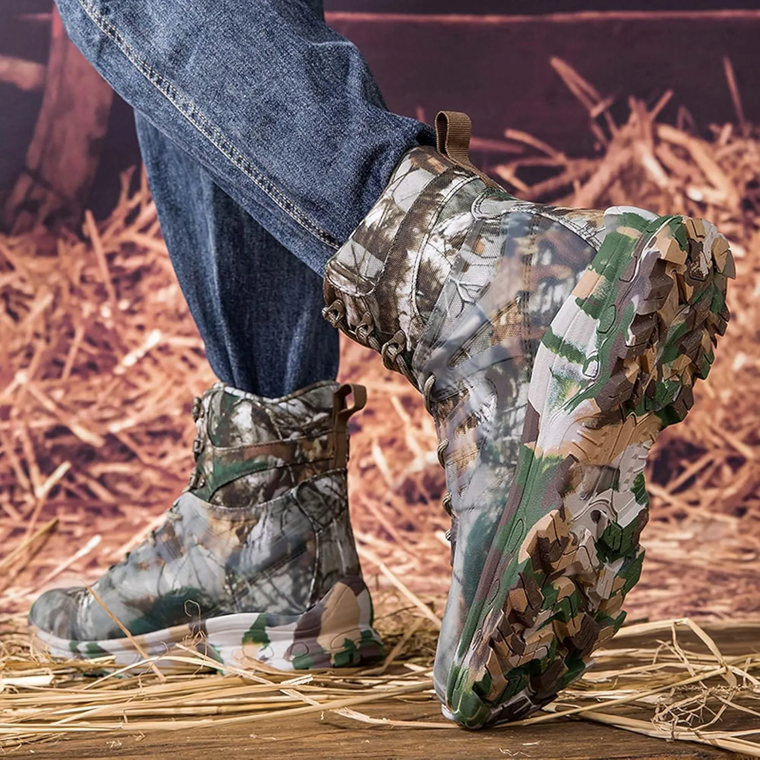 Men's Waterproof Anti-slip Wear-resistant Hiking Boots Military Training Boots Outdoor Hiking Breathable Boots high-top Lace-up Combat Boots Comfortable Work Boots