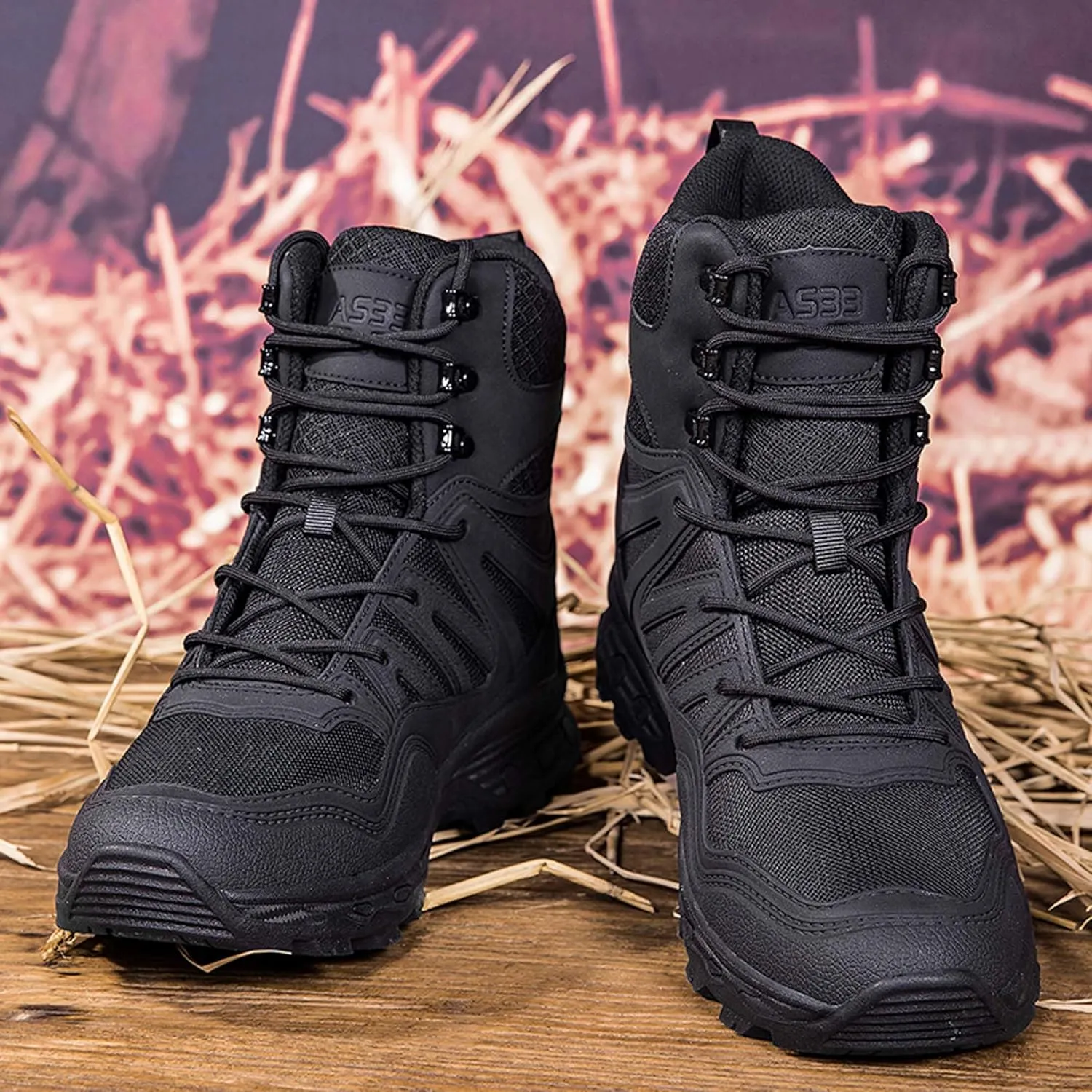 Men's Waterproof Anti-slip Wear-resistant Hiking Boots Military Training Boots Outdoor Hiking Breathable Boots high-top Lace-up Combat Boots Comfortable Work Boots