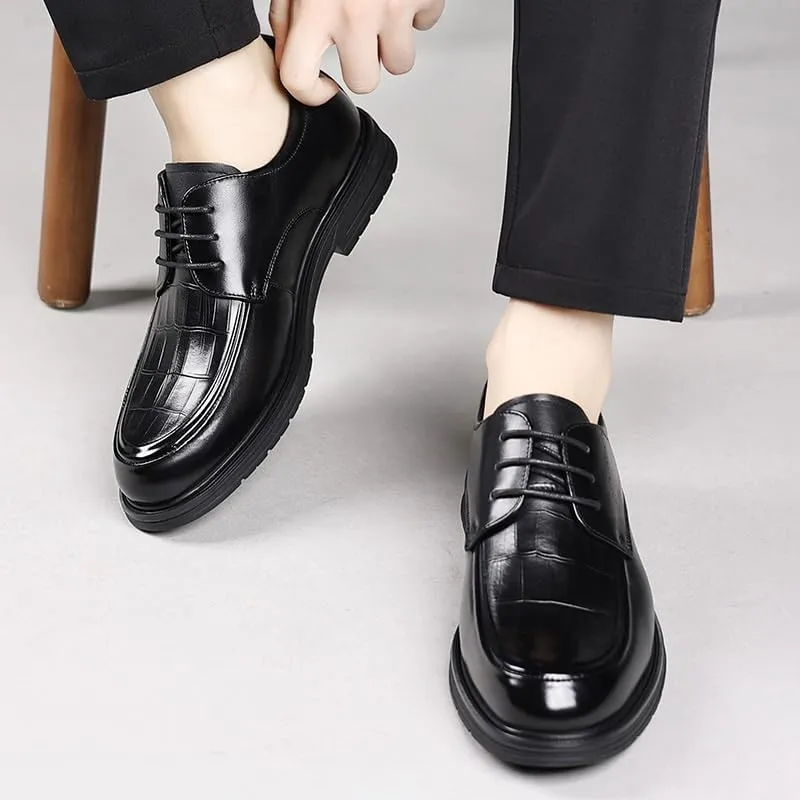 Men's Wingtip Dress Shoes Leather Lace Up Non Slip Business Derby Shoes for Men Comfort Casual Oxford Shoes Breathable Shoes