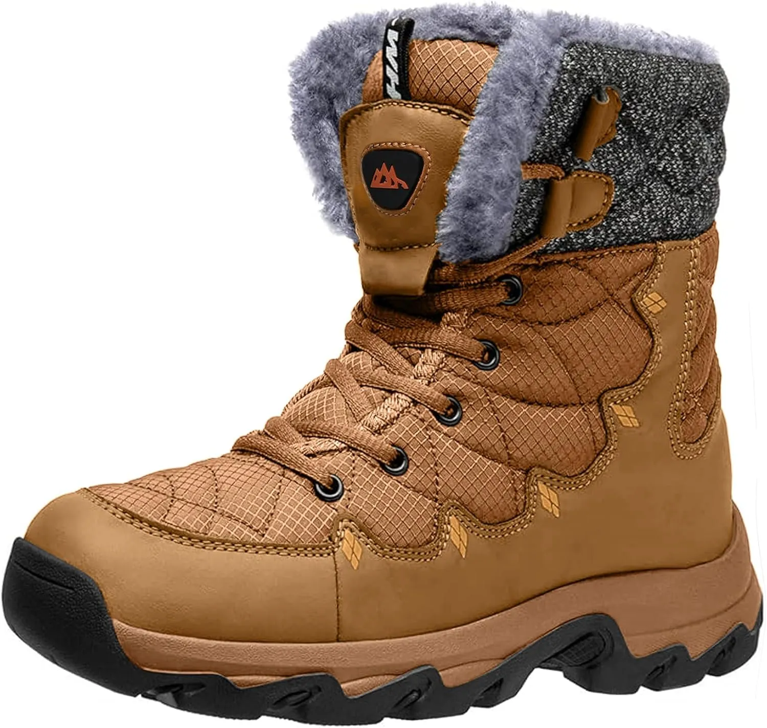 Men's Winter Snow Boots Water Resistant Non Slip Warm Outdoor Lightweight Comfortable Durable 7.1 IN Height Hiking Shoes (11.5 Men, Khaki)