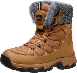Men's Winter Snow Boots Water Resistant Non Slip Warm Outdoor Lightweight Comfortable Durable 7.1 IN Height Hiking Shoes (11.5 Men, Khaki)