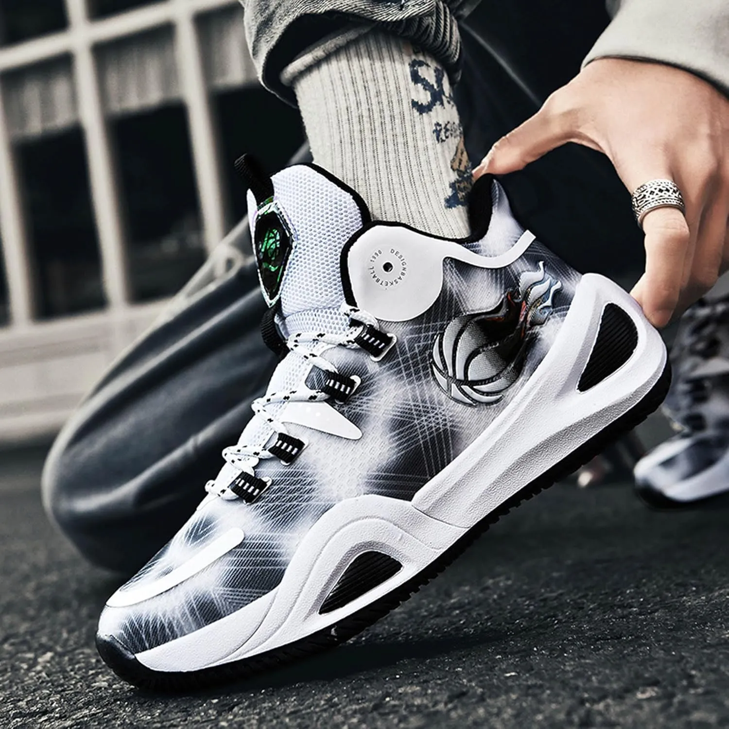 Men's Women's High Top Graffiti Anti Slip Training Basketball Shoes, Arch Support Casual Breathable Sports Running Shoes, Fitness Cushioning Walking Jogging Shoes