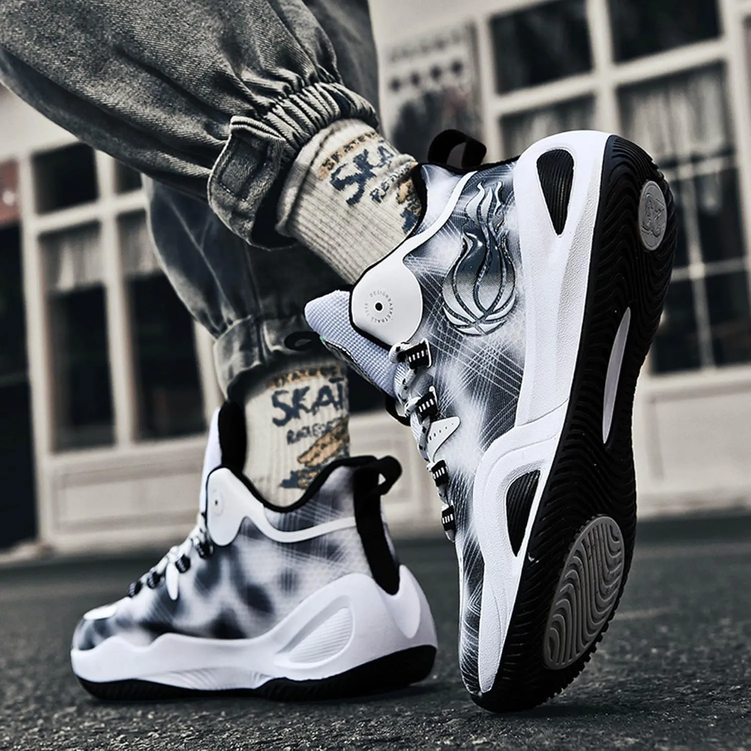 Men's Women's High Top Graffiti Anti Slip Training Basketball Shoes, Arch Support Casual Breathable Sports Running Shoes, Fitness Cushioning Walking Jogging Shoes