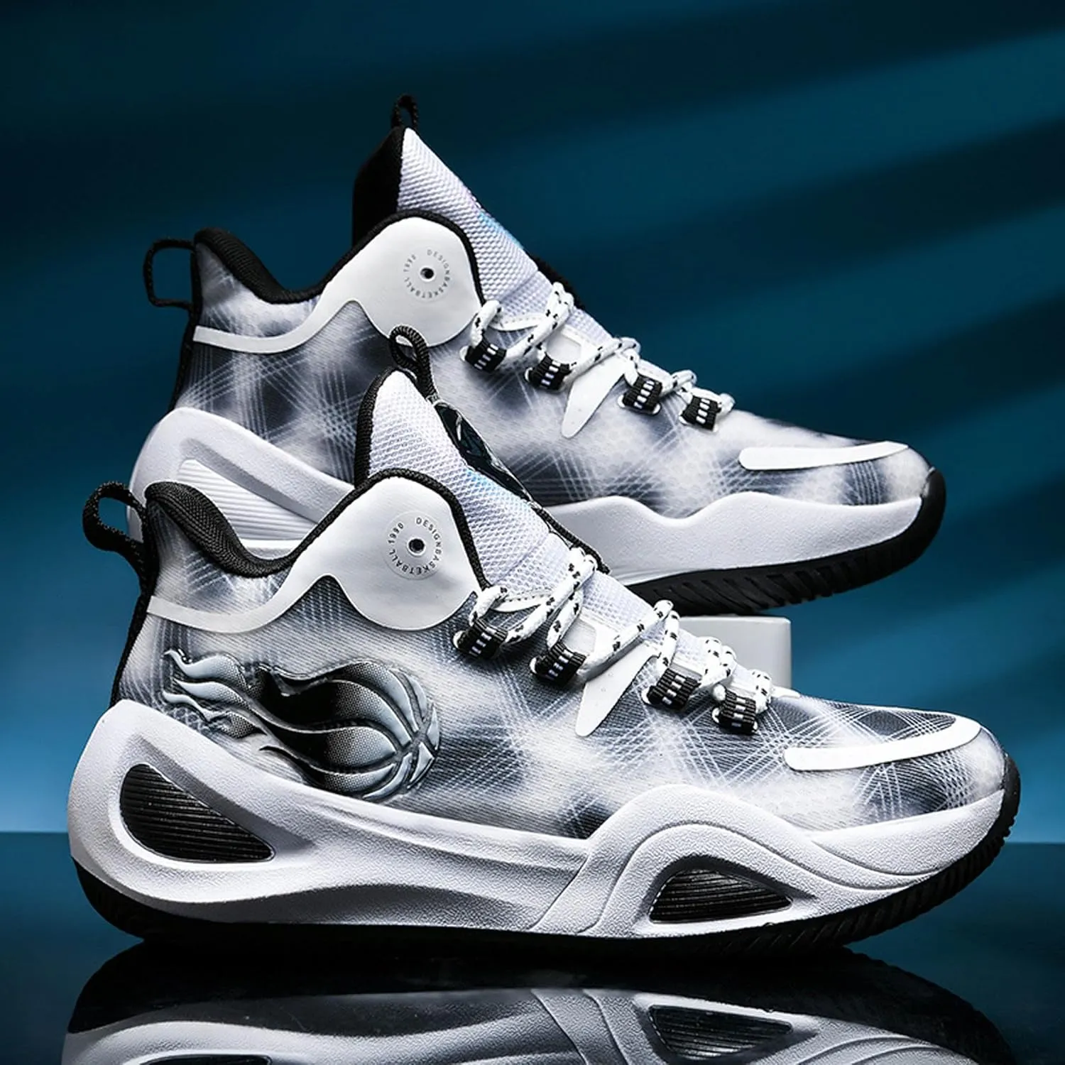 Men's Women's High Top Graffiti Anti Slip Training Basketball Shoes, Arch Support Casual Breathable Sports Running Shoes, Fitness Cushioning Walking Jogging Shoes