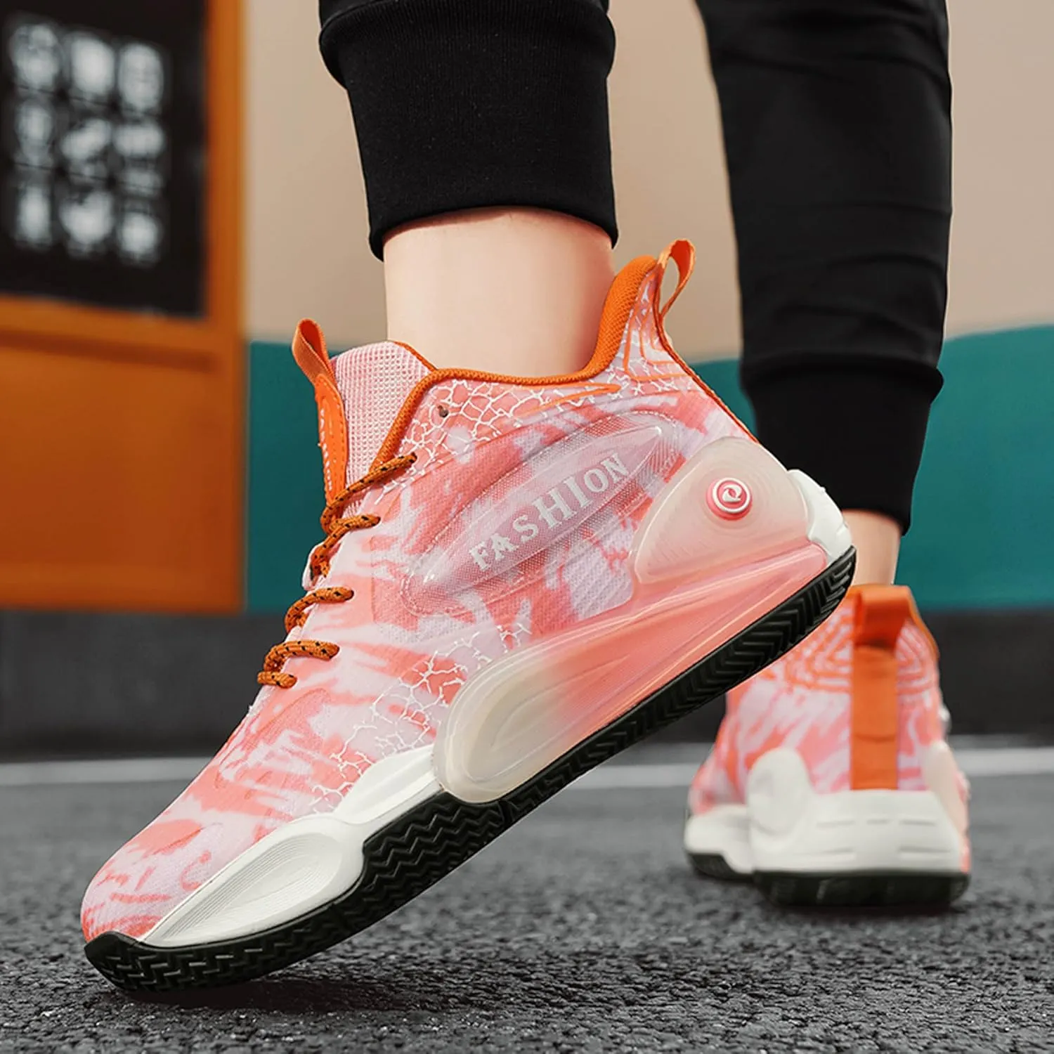 Men's Women's Multi-Color Graffiti Mesh Lightweight Anti Slip Arch Support Casual Training Sports Basketball Shoes, Comfortable Wide Version Road Running Shoes, Street Youth Team Athletic Shoes