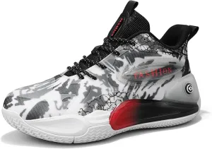 Men's Women's Multi-Color Graffiti Mesh Lightweight Anti Slip Arch Support Casual Training Sports Basketball Shoes, Comfortable Wide Version Road Running Shoes, Street Youth Team Athletic Shoes