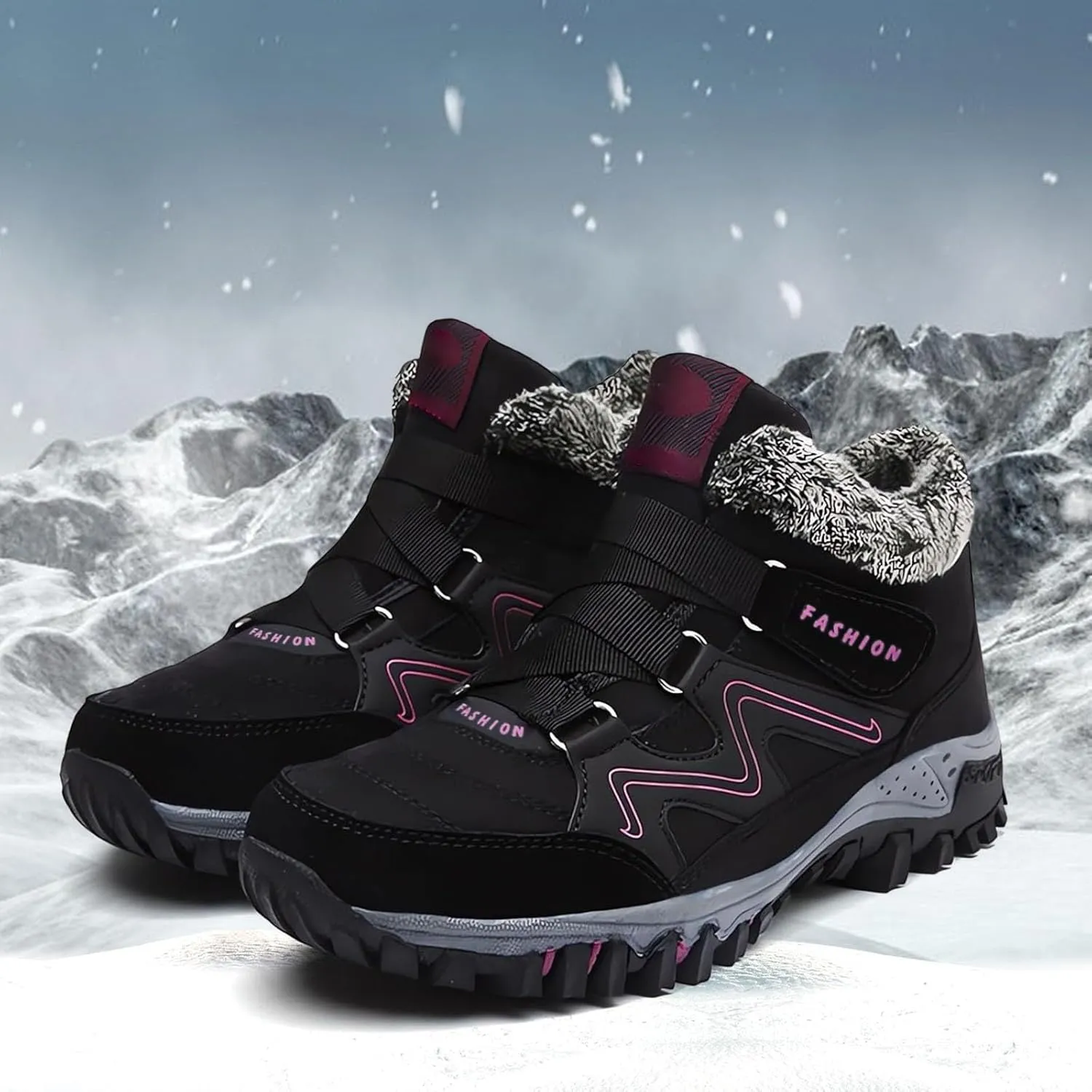 Mens Work Boots Composite Hiking Sneakers Fur Lined Ankle Boot Women's Safety Toe Shoes Non Slip Platform Shoes Slip Resistant Safety Hike Grounded Footwear