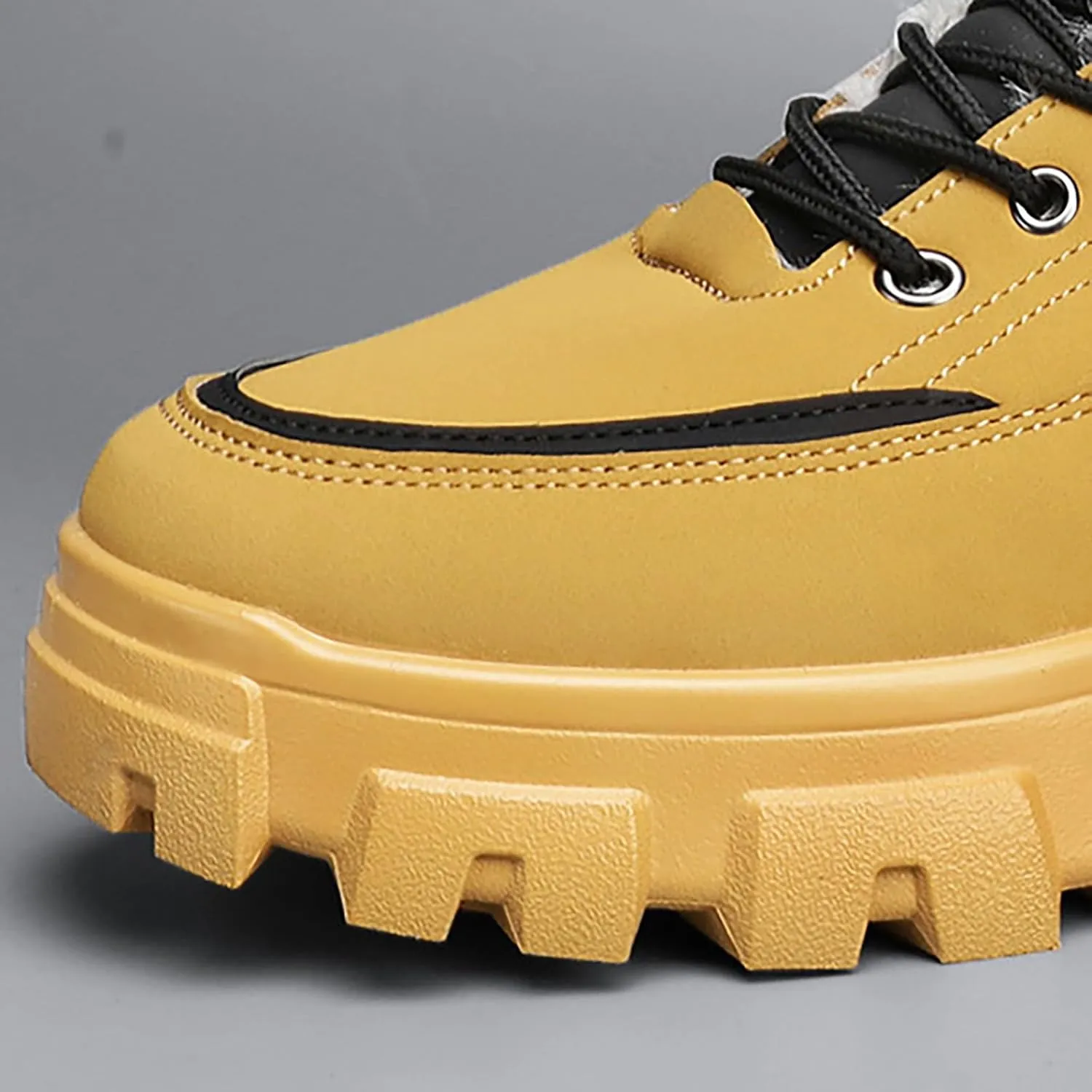 Mens Work Boots Composite Hiking Sneakers with Warm Fur Lining Womens Working Shoes Soft Toe Mid Waterproof Outdoor Botas Lightweight Hike Grounded Footwear