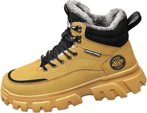 Mens Work Boots Composite Hiking Sneakers with Warm Fur Lining Womens Working Shoes Soft Toe Mid Waterproof Outdoor Botas Lightweight Hike Grounded Footwear
