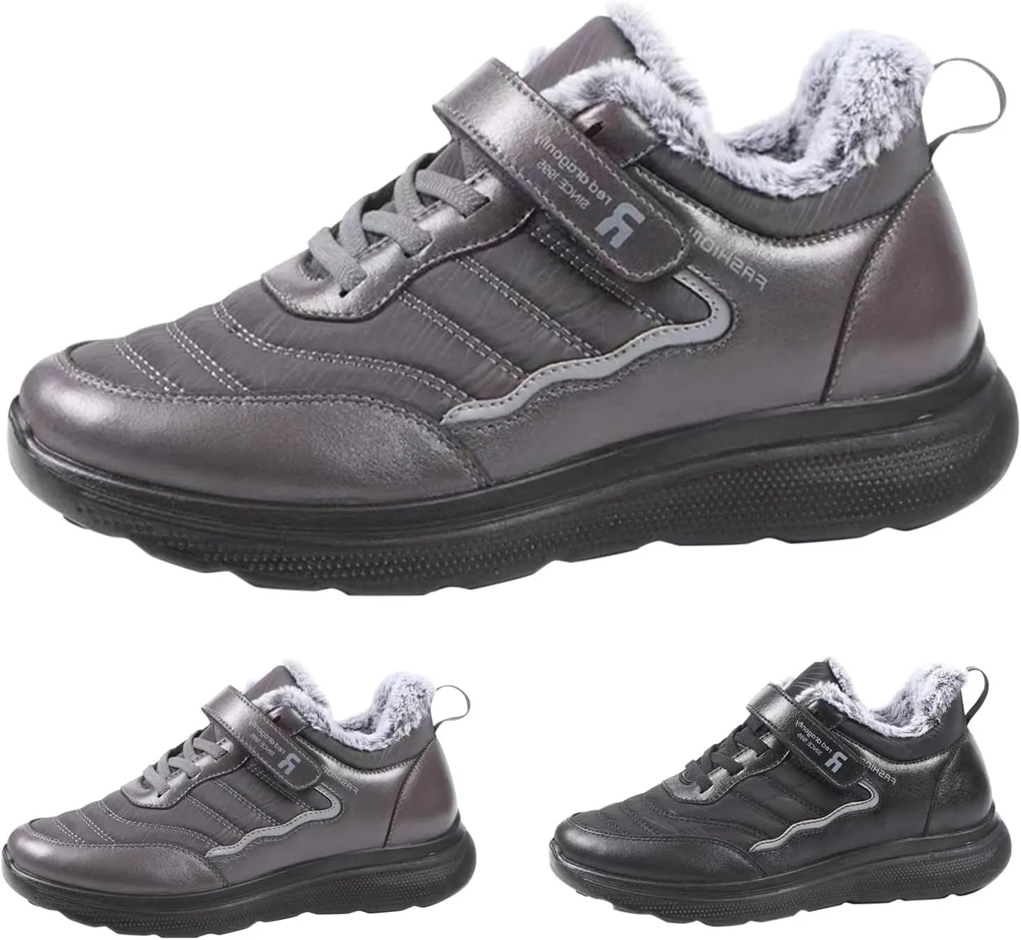 Mens Work Boots Composite Hiking Sneakers with Warm Fur Lining Womens Working Shoes Soft Toe Mid Waterproof Outdoor Botas Lightweight Hike Grounded Footwear