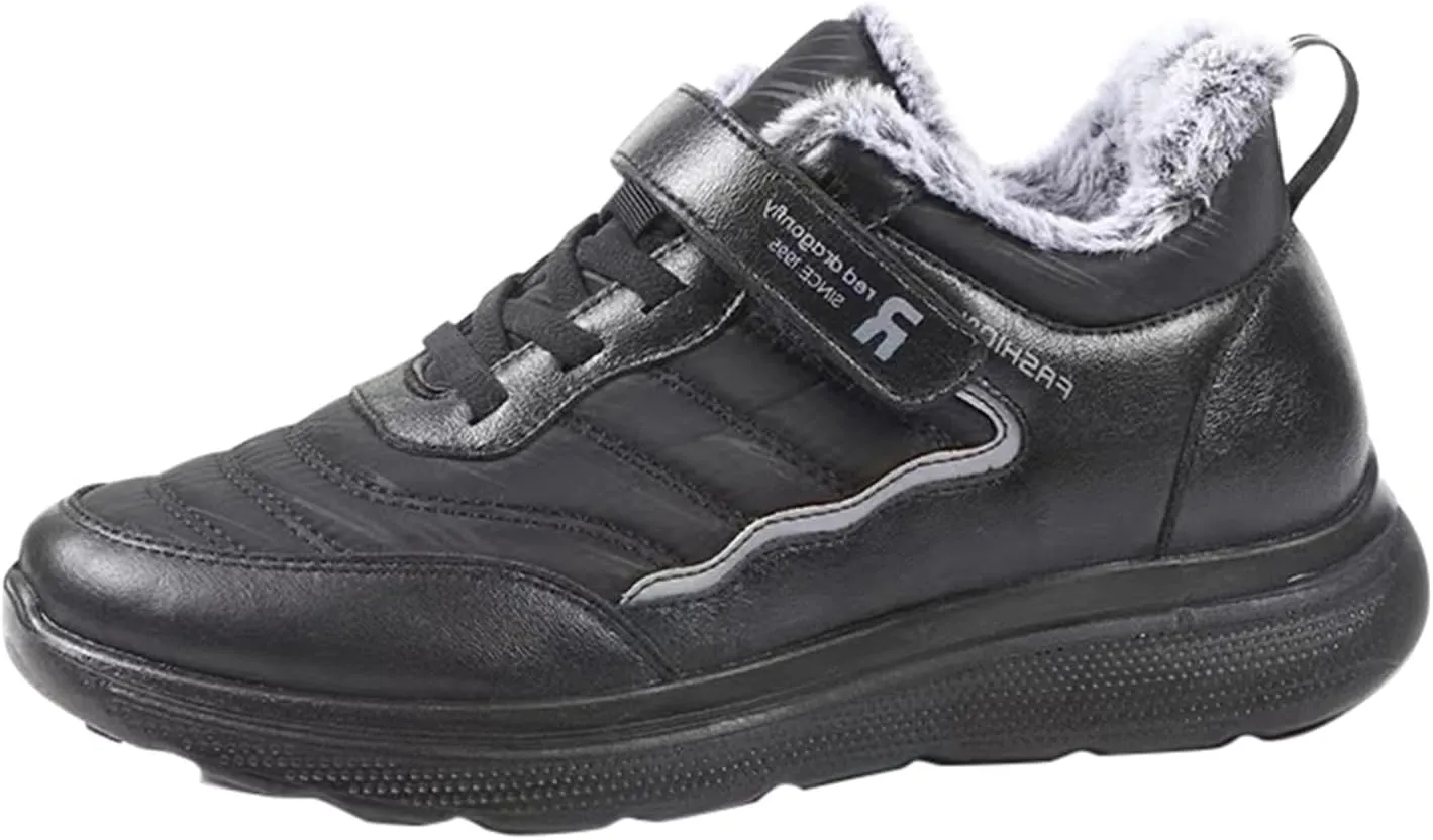 Mens Work Boots Composite Hiking Sneakers with Warm Fur Lining Womens Working Shoes Soft Toe Mid Waterproof Outdoor Botas Lightweight Hike Grounded Footwear