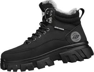 Mens Work Boots Composite Hiking Sneakers with Warm Fur Lining Womens Working Shoes Soft Toe Mid Waterproof Outdoor Botas Lightweight Hike Grounded Footwear