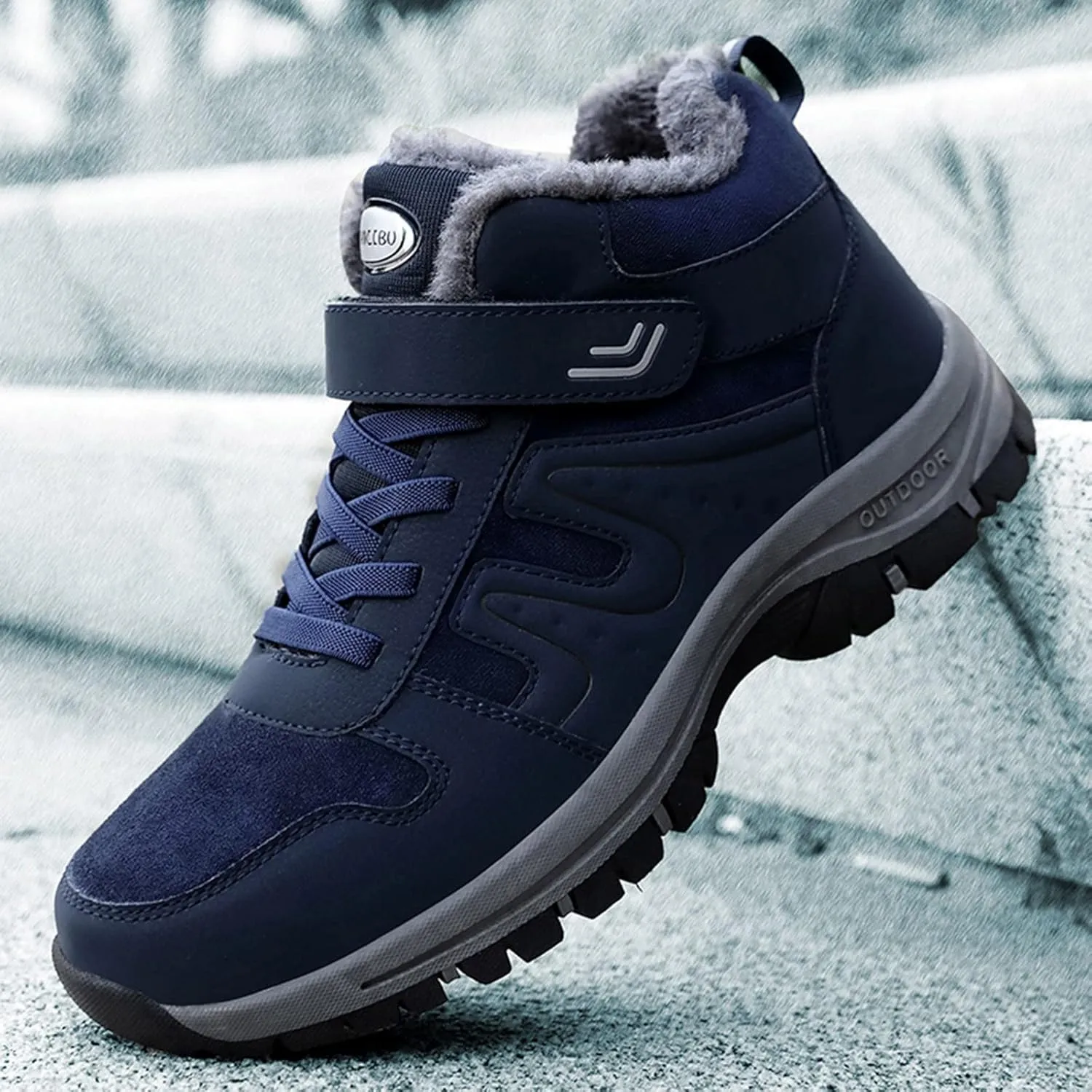 Men's Work Boots Composite Toe Hiking Sneakers Shoes Warm Fur Lined Workout Shoes for Women Non Steel Toe Work Botas Soft Toe Non Slip Rubber Sole Hike Grounded Footwear
