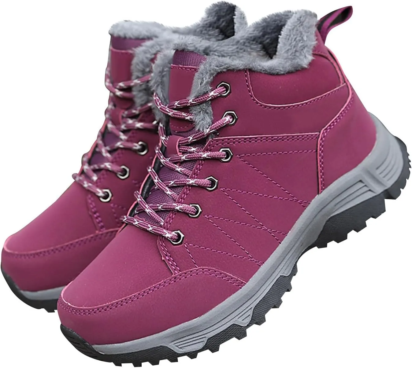 Men's Work Boots Composite Toe Hiking Sneakers with Warm Fur Lining Women's Workout Shoes Comfortable Waterproof Work Shoes Non-Slip Hike Grounded Footwear