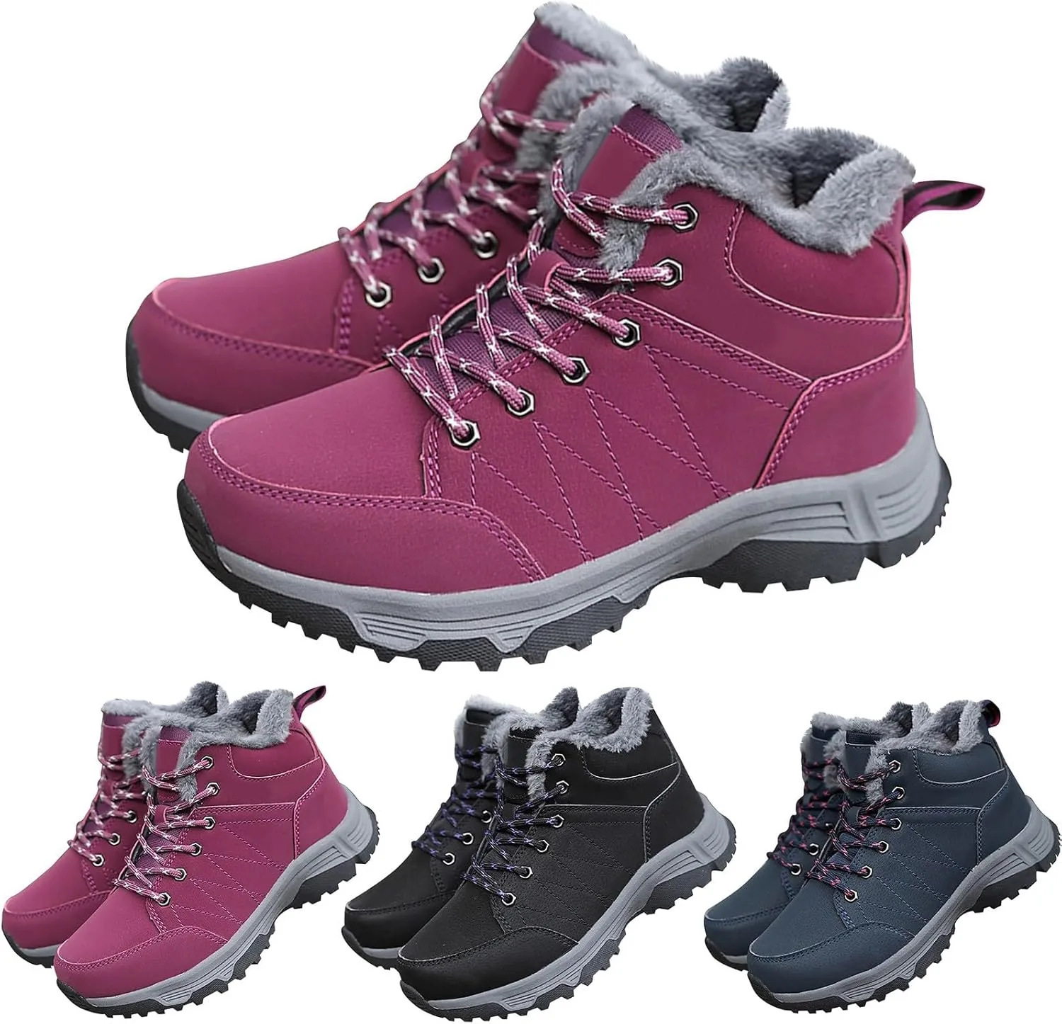 Men's Work Boots Composite Toe Hiking Sneakers with Warm Fur Lining Women's Workout Shoes Comfortable Waterproof Work Shoes Non-Slip Hike Grounded Footwear