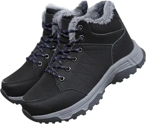 Men's Work Boots Composite Toe Hiking Sneakers with Warm Fur Lining Women's Workout Shoes Comfortable Waterproof Work Shoes Non-Slip Hike Grounded Footwear