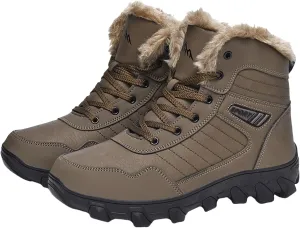 Men's Work Boots Slip On Hiking Sneakers Warm Fur Lined Womens Safety Toe Shoes Food Service Mid Waterproof Outdoor Botas Lightweight Hike Grounded Footwear