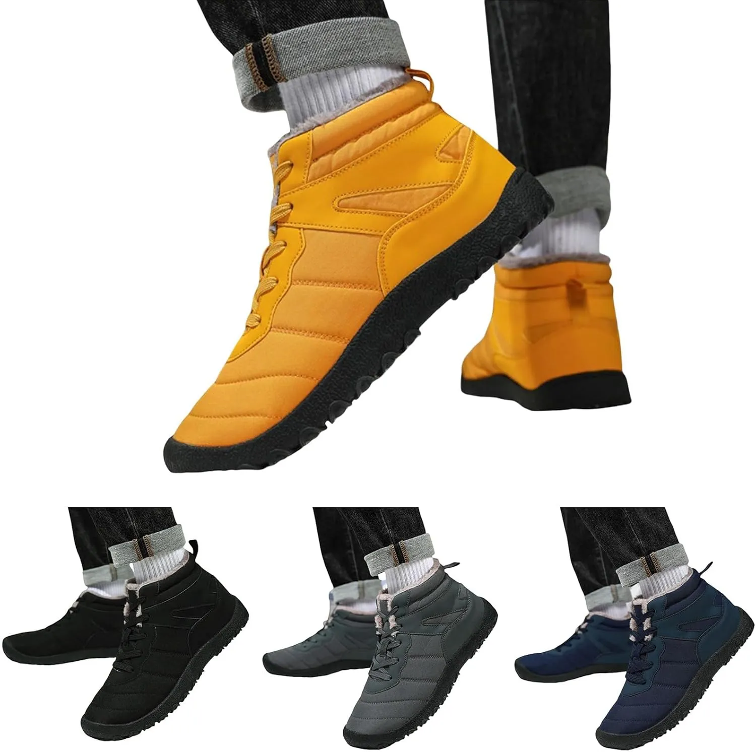 Men's Work Boots with Zipper Hiking Sneakers Shoes with Hook Loop Women Safety Toe Shoes Non-Slip Winter Backpacking Snow Botas Warm Water Hike Grounded Footwear