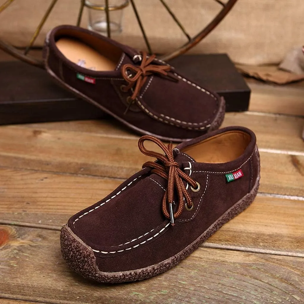 MIOKE Women's Casual Driving Loafers Moccasins Lace Up Breathable Comfortable Driver Flat Oxfords Shoes