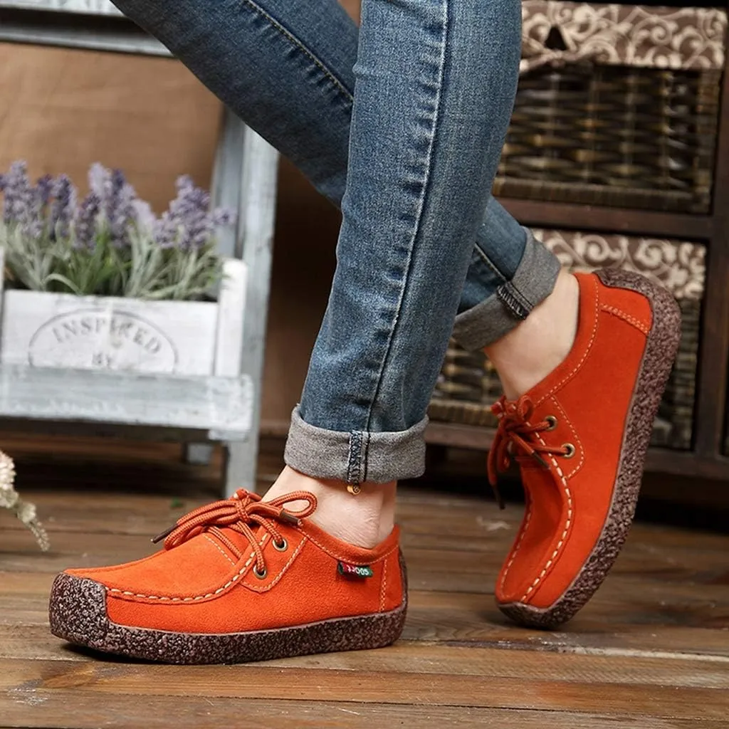 MIOKE Women's Casual Driving Loafers Moccasins Lace Up Breathable Comfortable Driver Flat Oxfords Shoes