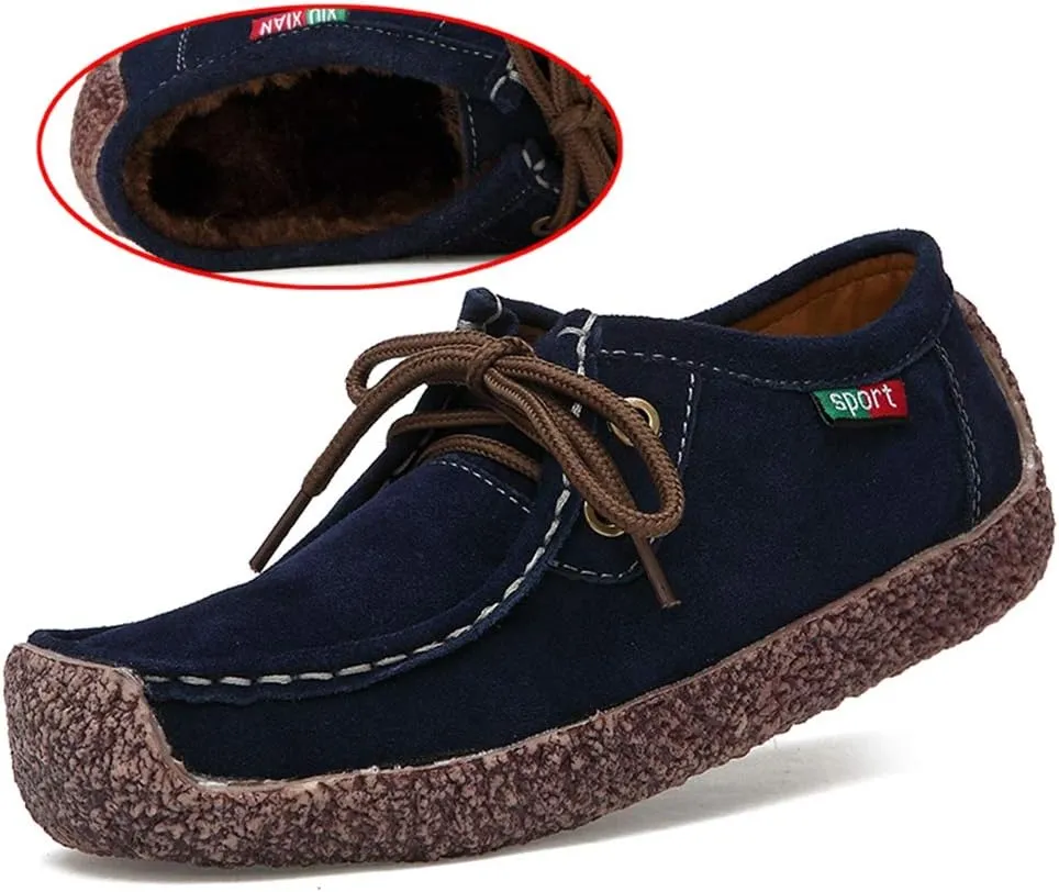 MIOKE Women's Casual Driving Loafers Moccasins Lace Up Breathable Comfortable Driver Flat Oxfords Shoes