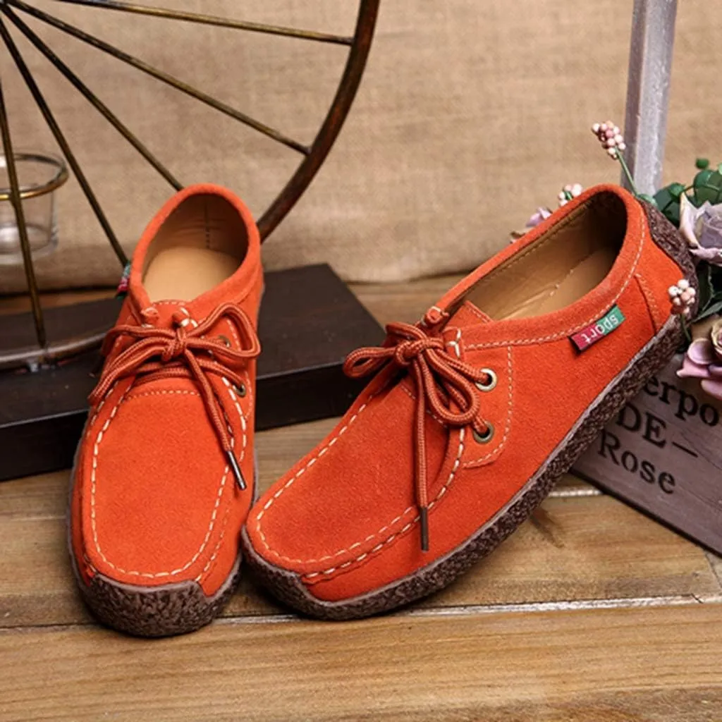 MIOKE Women's Casual Driving Loafers Moccasins Lace Up Breathable Comfortable Driver Flat Oxfords Shoes