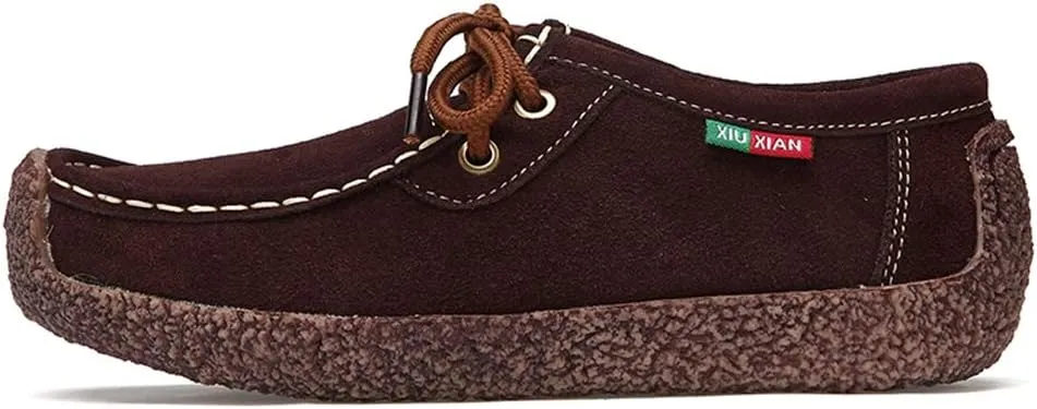 MIOKE Women's Casual Driving Loafers Moccasins Lace Up Breathable Comfortable Driver Flat Oxfords Shoes