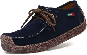 MIOKE Women's Casual Driving Loafers Moccasins Lace Up Breathable Comfortable Driver Flat Oxfords Shoes