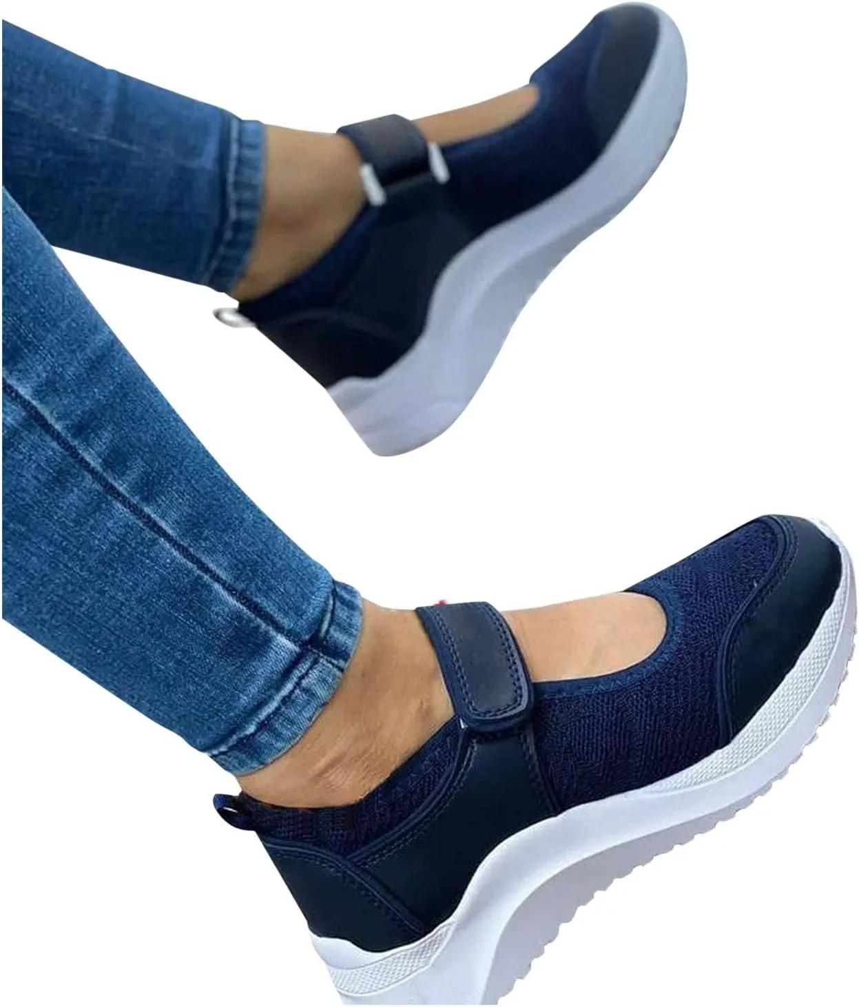 Orthopedic Navy Wedge Shoes for Women Dressy Womens Non Slip Work Shoes Slip Ons Fashion Sneakers Shoes for Women Black Minimalist Trail Running Shoes Women Zapato Tenis Antiderrapante para Mujer
