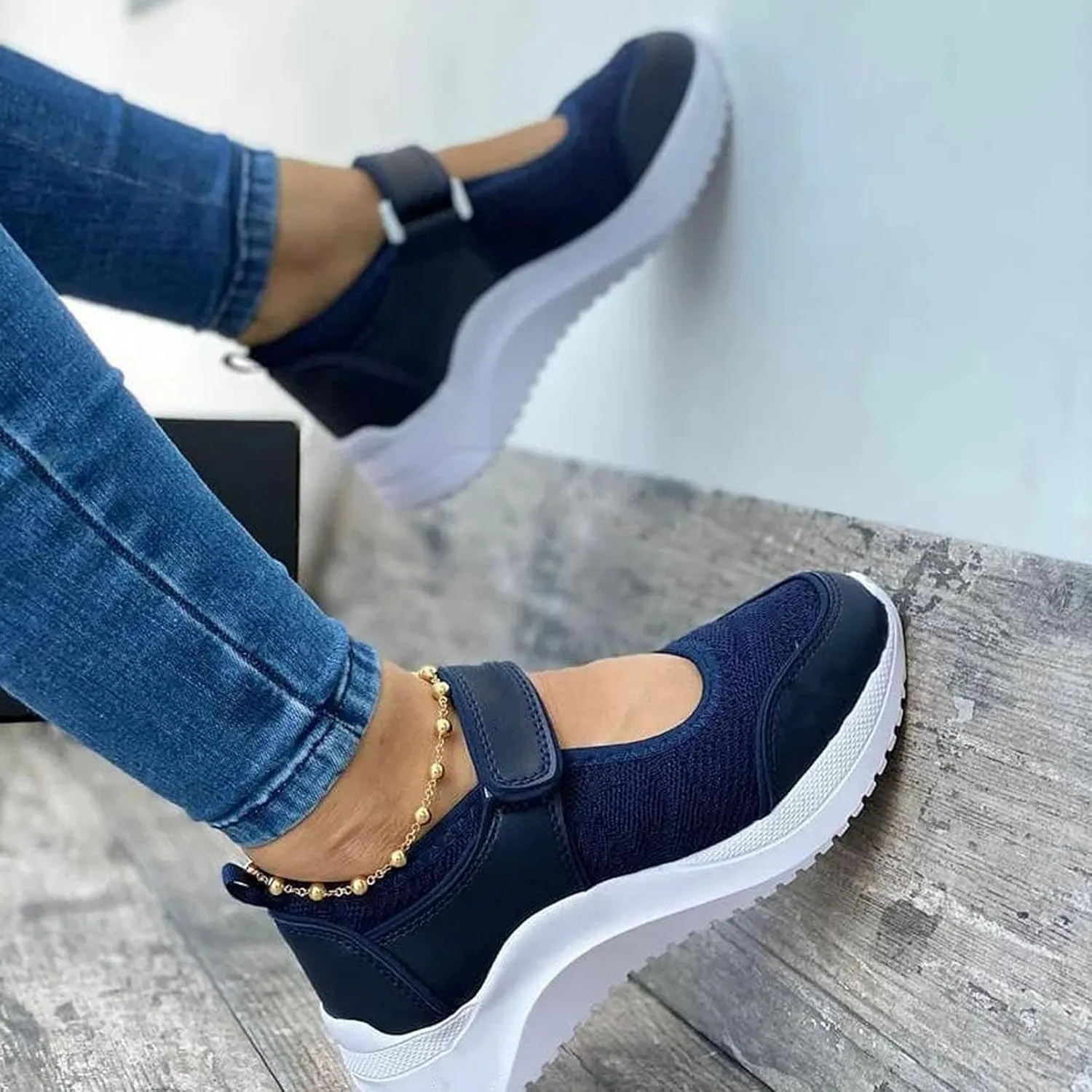 Orthopedic Navy Wedge Shoes for Women Dressy Womens Non Slip Work Shoes Slip Ons Fashion Sneakers Shoes for Women Black Minimalist Trail Running Shoes Women Zapato Tenis Antiderrapante para Mujer