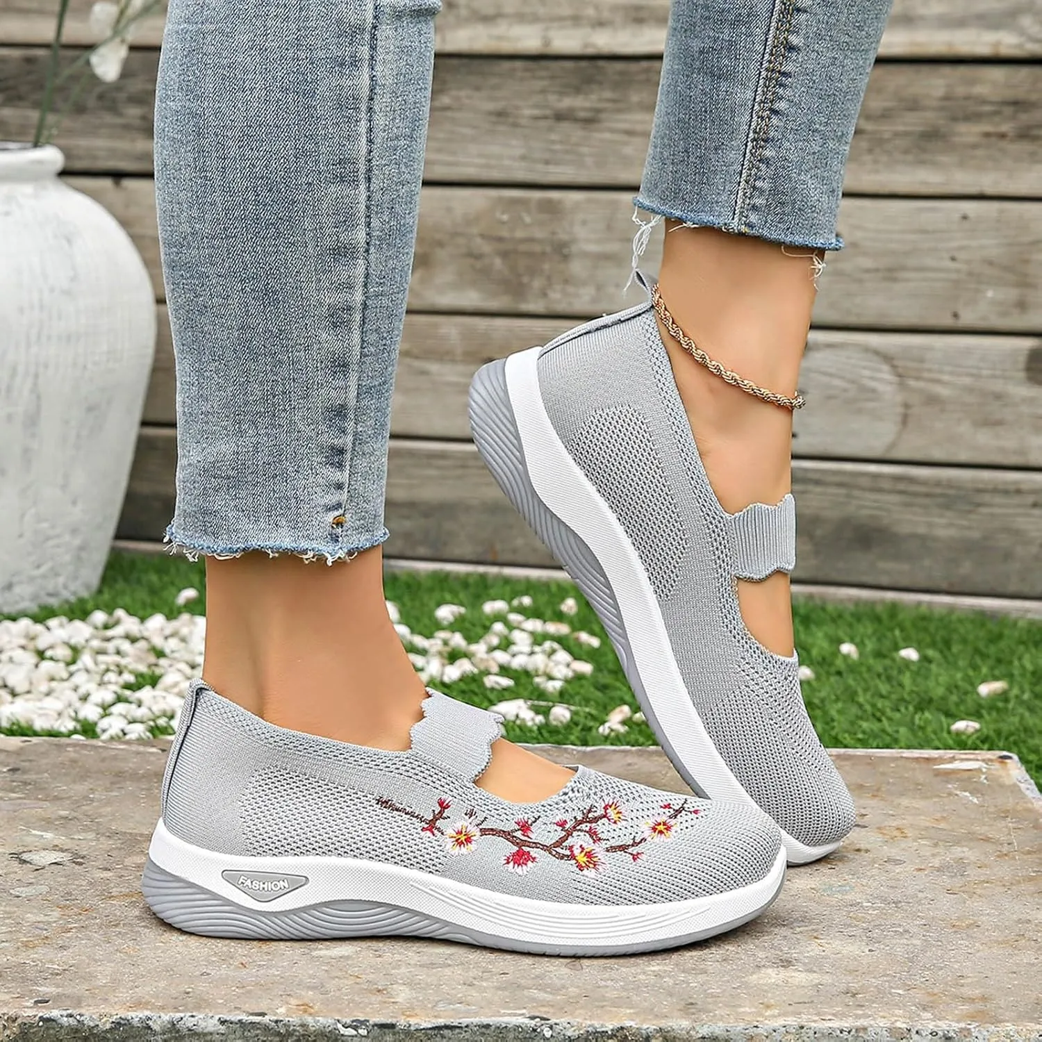 Orthopedic Shoes for Women, Comfortable Wear Orthowear Sneakers Breathable Mesh Casual Footwear Walking Running Sneakers with Arch Support Soft Comfy Cushion ﻿