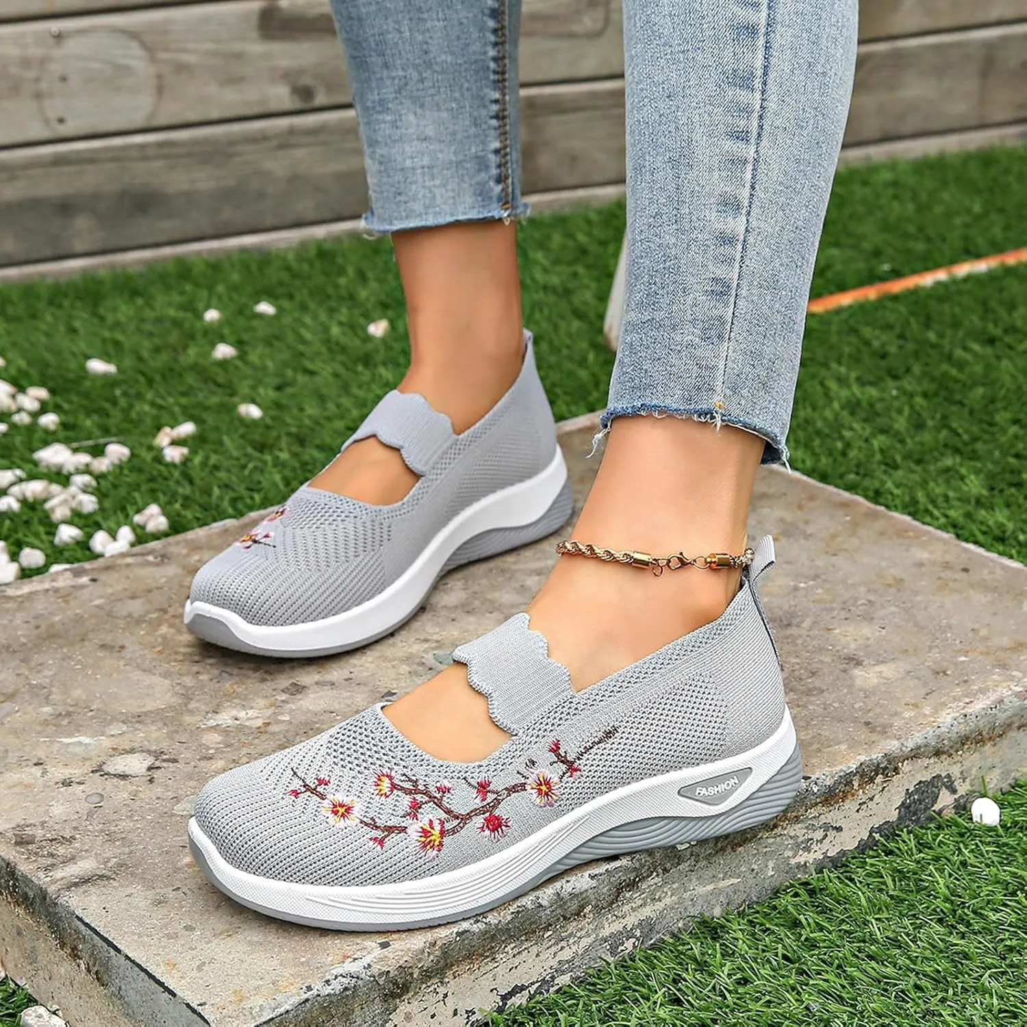Orthopedic Shoes for Women, Comfortable Wear Orthowear Sneakers Breathable Mesh Casual Footwear Walking Running Sneakers with Arch Support Soft Comfy Cushion ﻿