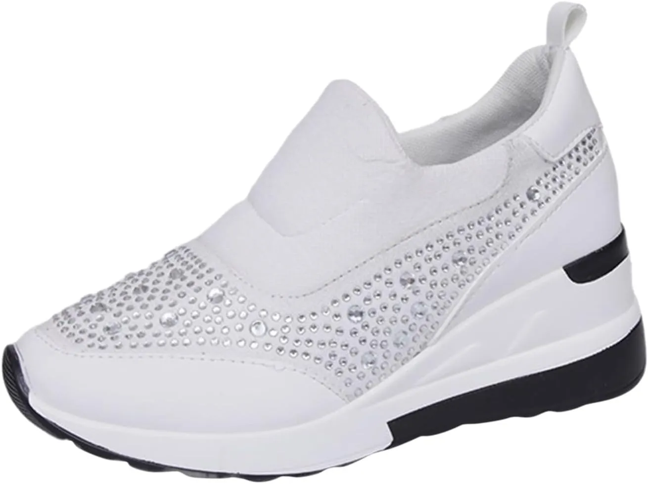Orthopedic Shoes for Women Leather Rhinestones Patched Shoes Thick Sole Wedges Dress Shoes Arch Support Shoes
