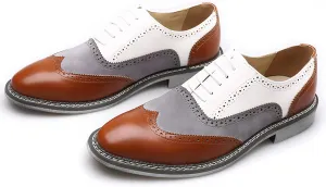QHBPMGAD Mens Oxford Sneaker Dress Shoes-Stylish Wingtip Brogue Oxfords Casual Suede Shoes Work Travel Gift