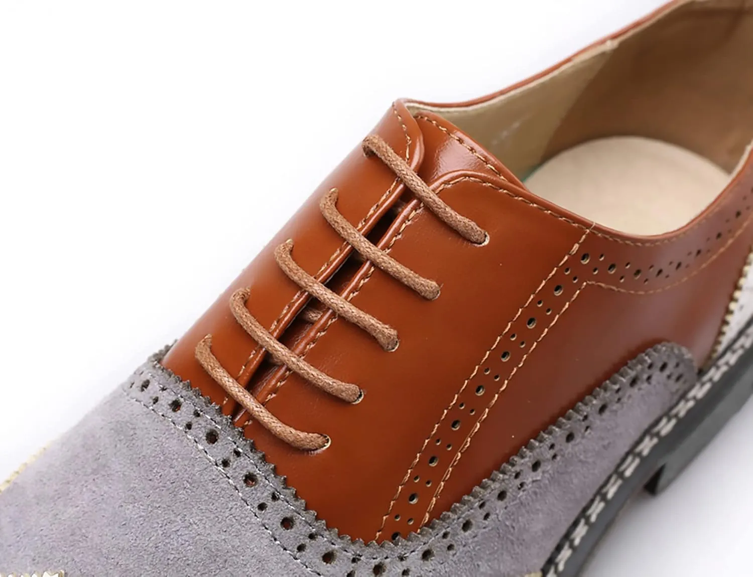 QHBPMGAD Mens Oxford Sneaker Dress Shoes-Stylish Wingtip Brogue Oxfords Casual Suede Shoes Work Travel Gift