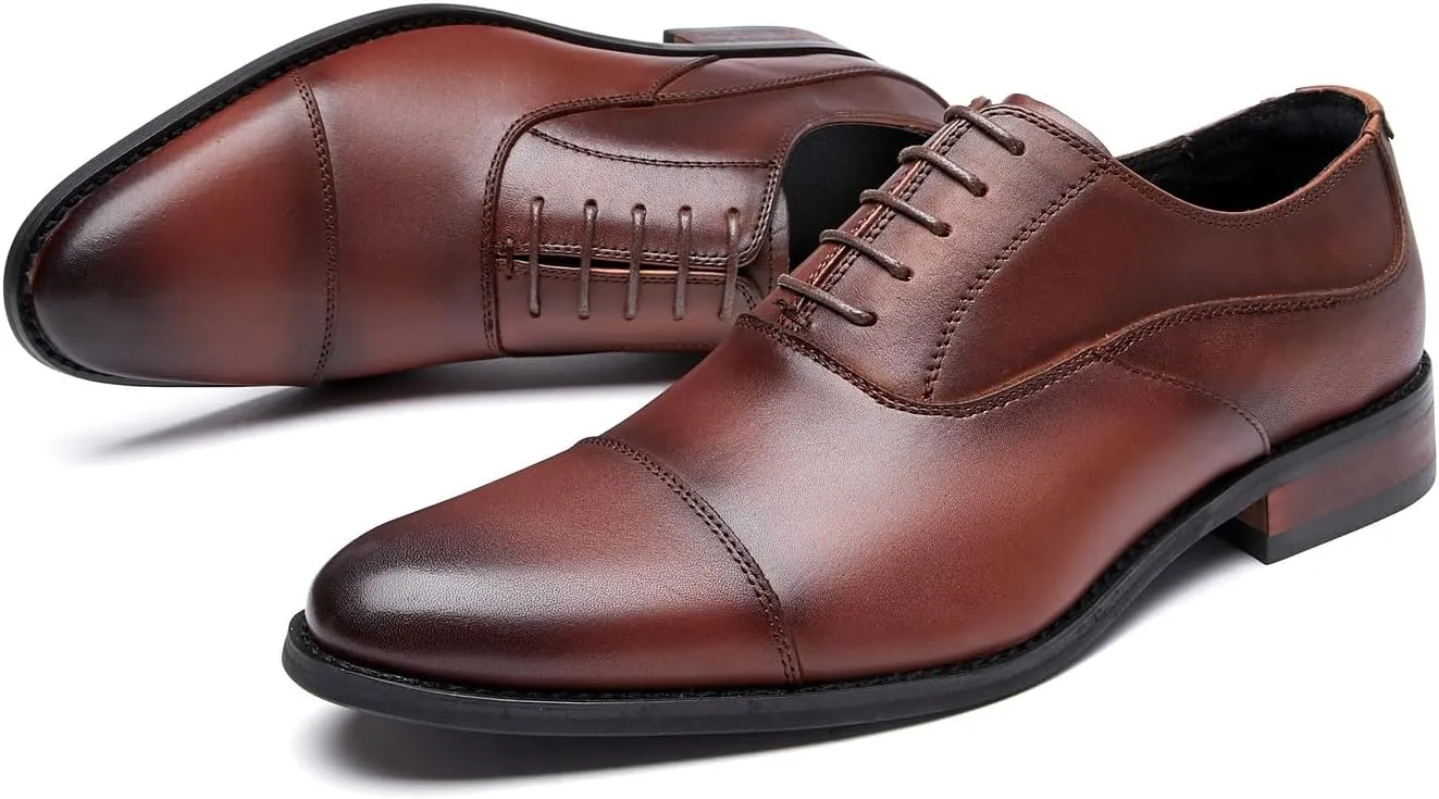 Santimon Men's Oxfords Formal Dress Derby Genuine Leather Wingtip Oxfords Shoes Fashion Business Casual Tuxedo Shoes