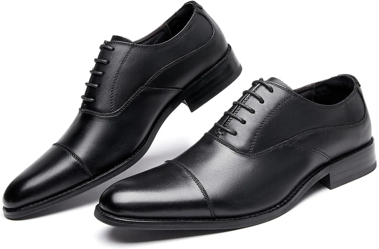 Santimon Men's Oxfords Formal Dress Derby Genuine Leather Wingtip Oxfords Shoes Fashion Business Casual Tuxedo Shoes